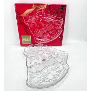 Mikasa Sleigh Bells Crystal Glass Christmas Cookie Platter 15-1/4" Japan NEW